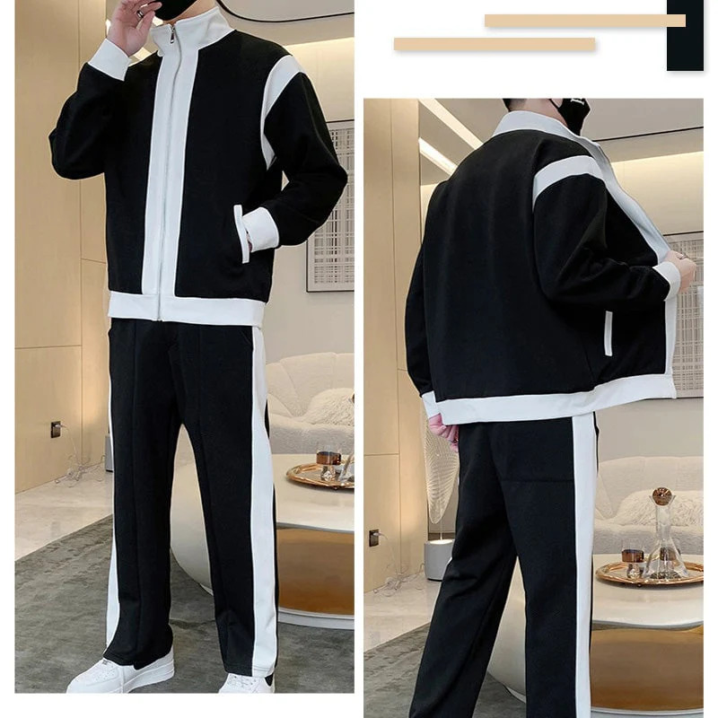 Men's Outfit Casual 2 Piece Contrast Sports Jogging Tracksuits Set TS1-B